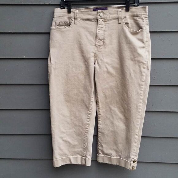 NYDJ Tan Lift Tuck Technology Cropped Jeans size 10 - Picture 1 of 6